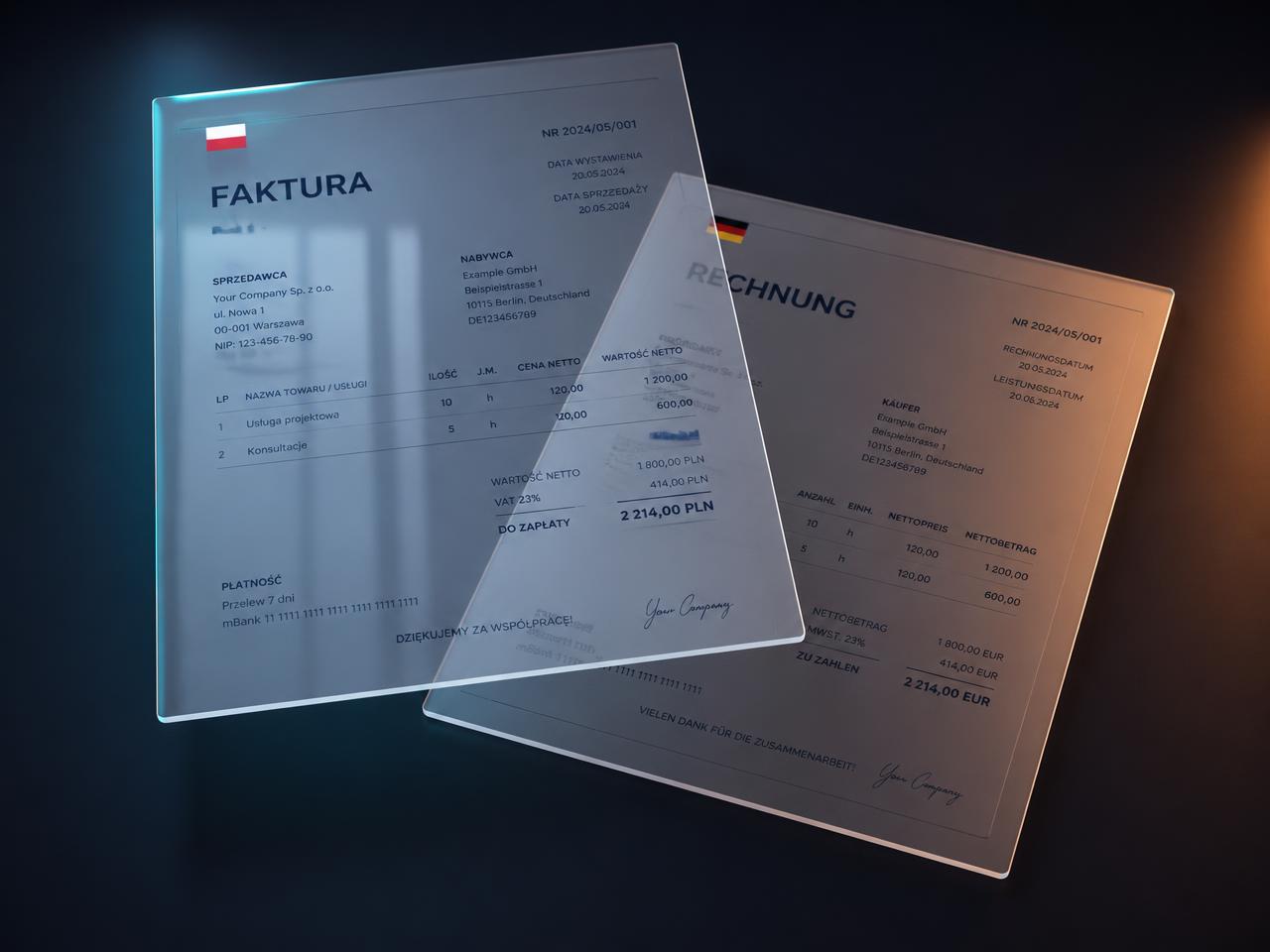 Niemiecka faktura PDF wygenerowana w FakturaDE
